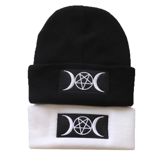 European and American Star Trend GOTH Beanie Embroidery Knitted Hat