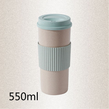 Reusable Coffee Tea Cup Random Color Wheat Straw Mug Coffee Cup with Lid Home Outdoor Water Bottle Travel Insulated Cup