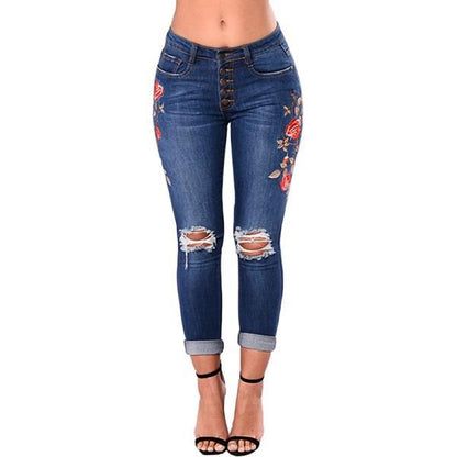 Multi Style Jeans - Ripped Pencil Pants Denim For Women