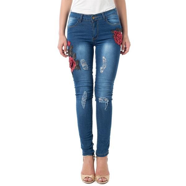 Multi Style Jeans - Ripped Pencil Pants Denim For Women