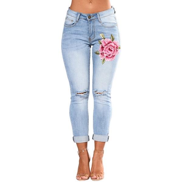 Multi Style Jeans - Ripped Pencil Pants Denim For Women