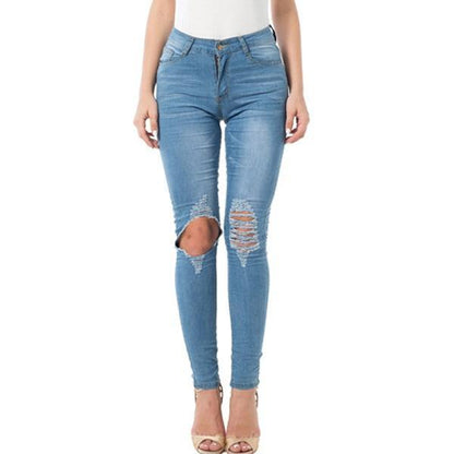 Multi Style Jeans - Ripped Pencil Pants Denim For Women