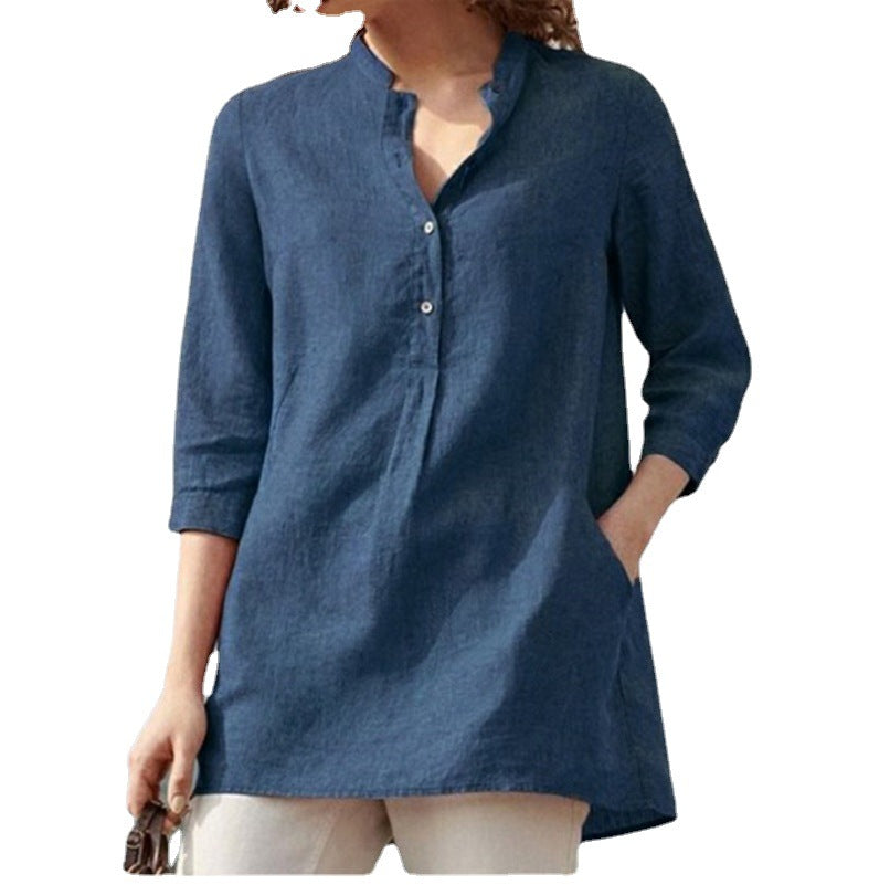 Casual Stand-up Collar Loose Blouse