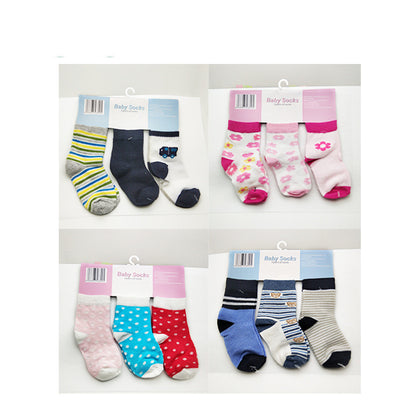 3 Pairs Of Medium Tube Baby Socks