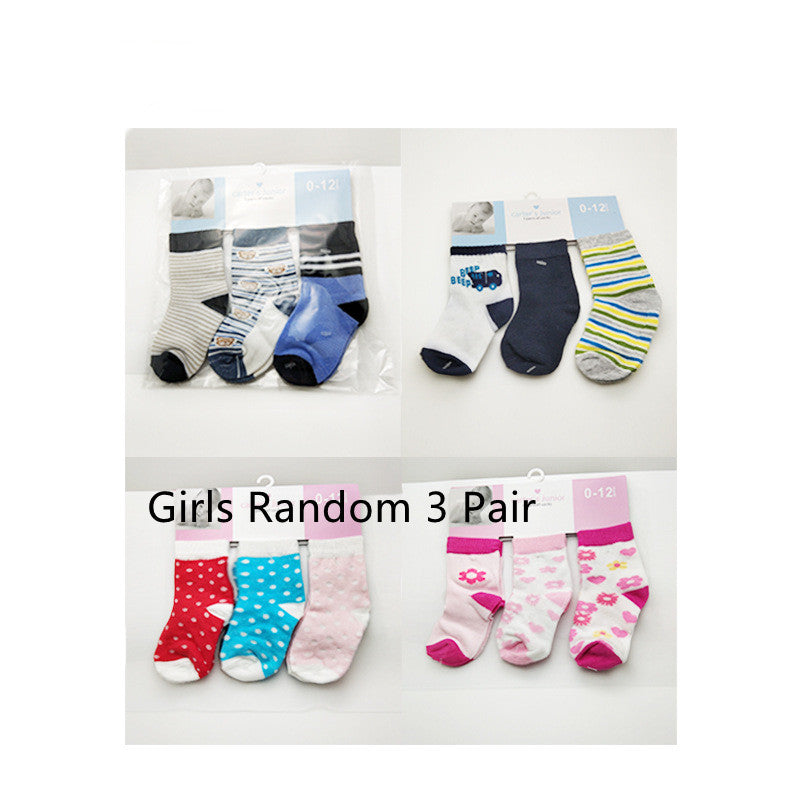 3 Pairs Of Medium Tube Baby Socks