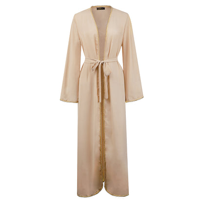 Bandage Cardigan Robe Muslim Dress