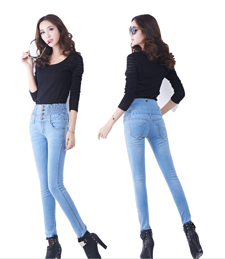 Slim Fit Denim Jeans - Women's high-rise jeans