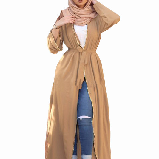 Bandage Cardigan Robe Muslim Dress