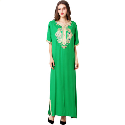 Middle East Muslim Women's Robe Short Sleeve Dress