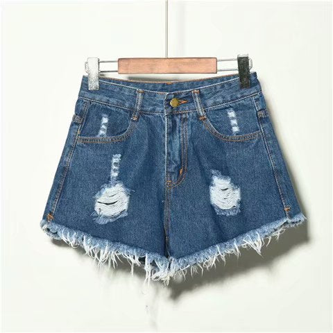 Flowing Grace Shorts - Loose Jean Shorts For Women Summer High Waist Hole