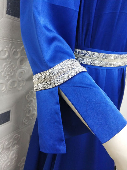 Diamond-studded  Middle Eastern Women's Belt Robe Long Muslim Clothing