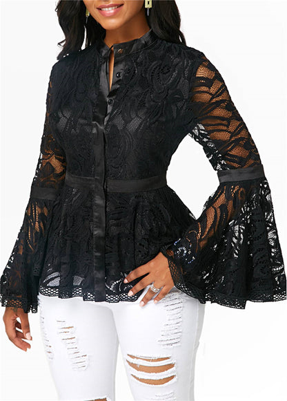 Luxury Lace Blouse - Women Lace Blouse Tops Casual Lady Clothes