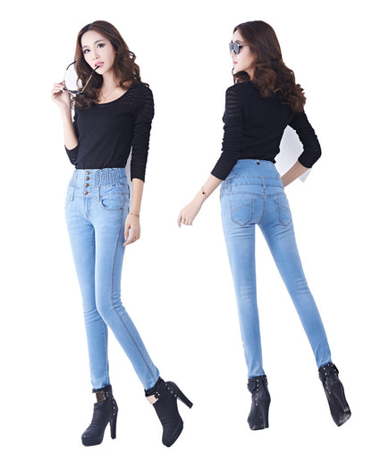 Slim Fit Denim Jeans - Women's high-rise jeans