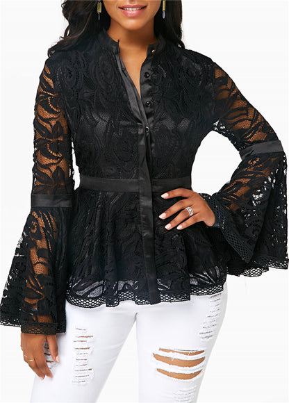 Luxury Lace Blouse - Women Lace Blouse Tops Casual Lady Clothes