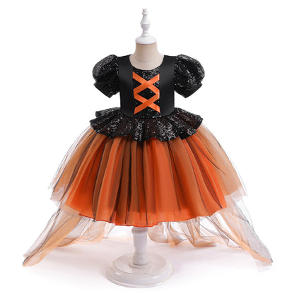 Halloween Girls' Witch Performance Costume Party Dress