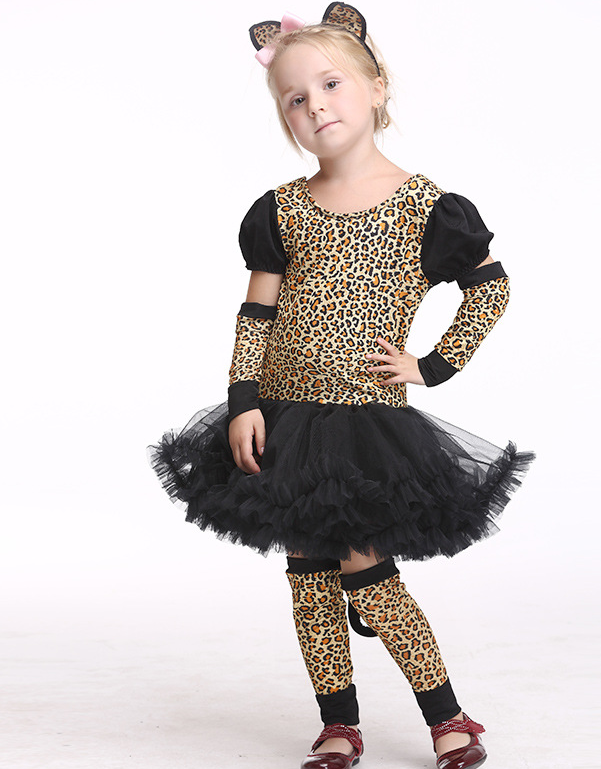 Kids Halloween Leopard Cat Cosplay Costume For Girls Clothin