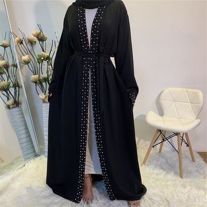 Beaded Muslim Lace Up Cardigan Robe