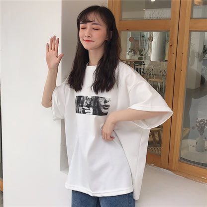 Lazy Style Loose T-shirt - Super Fire Korean And Hong Kong Style